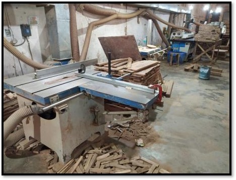 Artisan woodworking workshop with traditional tools and craftsmanship in progress